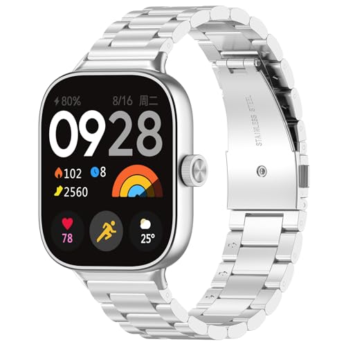 ACETCHS Armband Kompatibel mit Xiaomi mi band 9 pro Redmi watch 4 Redmi Watch5 eSIM Armband, Edelstahlarmband Ersatzbänder Ersatz (Silber) von ACETCHS