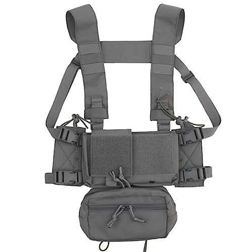 ACEXIER Tactical Micro Fight Chest Rig MK4 Chassis Fat&Back Strap 5.56 9mm Magazine Pouch Drop Sack Bag Military Airsoft Jagdweste (Grey) von ACEXIER