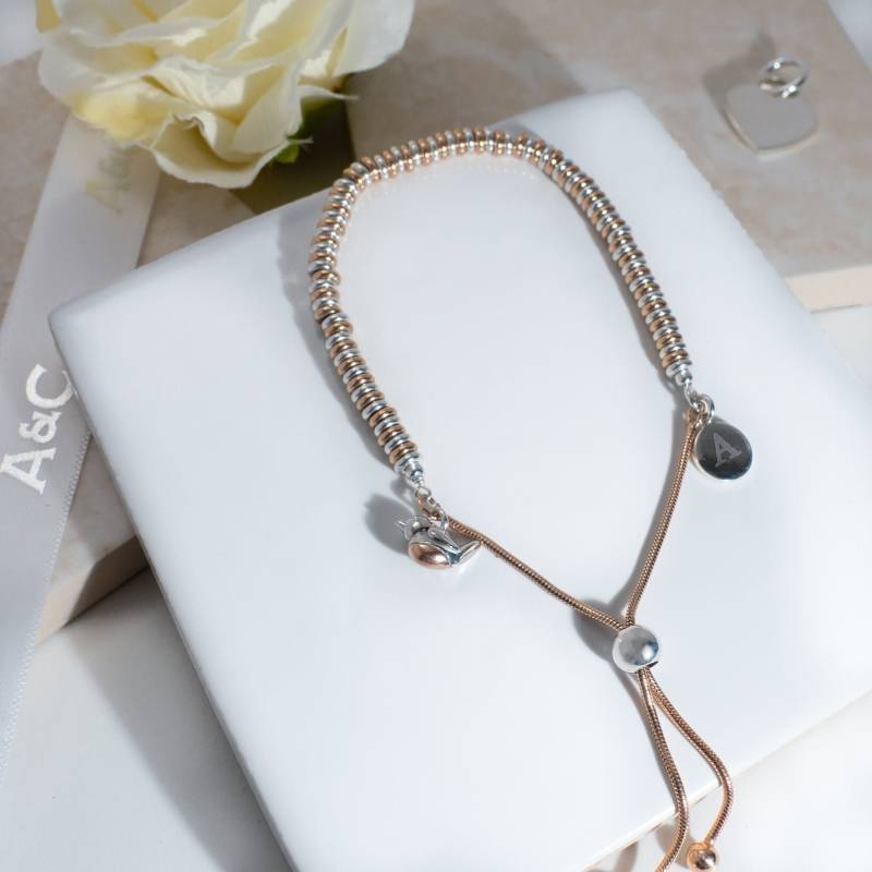 Rotkehlchen Rotbrust Roségold & Silber Sweetie Armband von ACGiftsEngland