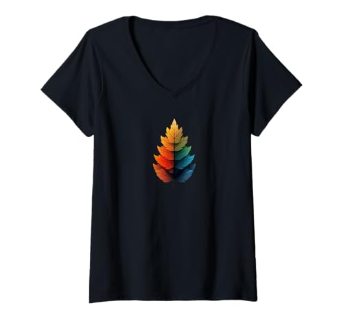 Damen Eichenblatt, Eiche, Regenbogenblattbaum T-Shirt mit V-Ausschnitt Damen Eichenblatt, Eiche, Regenbogenblattbaum T-Shirt mit V-Ausschnitt von ACGraphics