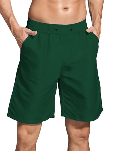 ACHTELEPHS Badehose Herren Lang Schnelltrocknend Badeshorts Männer Boardshorts Badehosen Dark Grün M von ACHTELEPHS