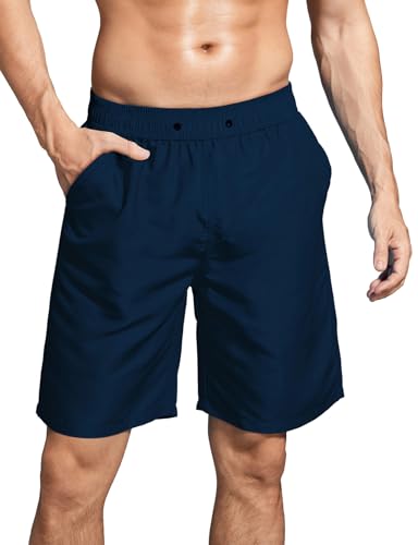 ACHTELEPHS Badehose Herren Lang Schnelltrocknend Badeshorts Männer Boardshorts Badehosen Marineblau 3XL von ACHTELEPHS