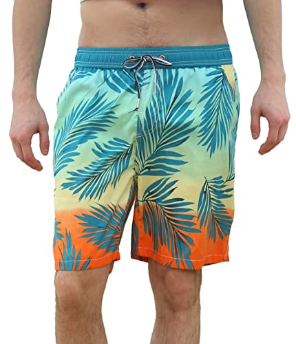 ACHTELEPHS Badehose Herren Lang Schnelltrocknend Badeshorts Männer Boardshorts Badehosen Palmen M von ACHTELEPHS