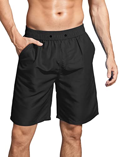 ACHTELEPHS Badehose Herren Lang Schnelltrocknend Badeshorts Männer Boardshorts Badehosen Schwarz L von ACHTELEPHS