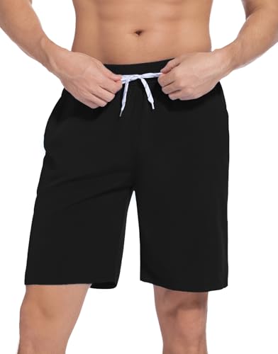 ACHTELEPHS Badehose Herren Lang Schnelltrocknend Badeshorts Männer Boardshorts Badehosen Schwarz L von ACHTELEPHS