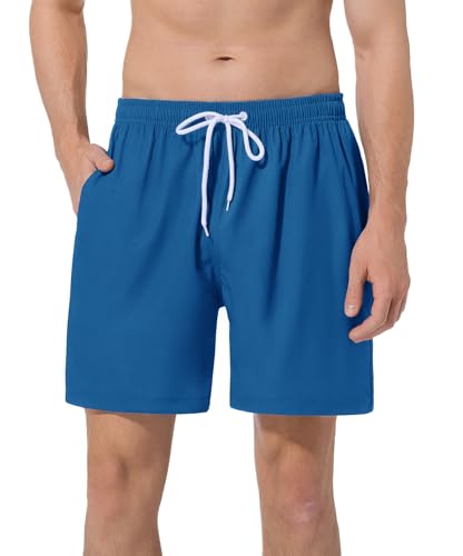 ACHTELEPHS Badehose Herren mit Tasche, Schnelltrocknend Männer Badeshorts mit Innenhose Swimming Shorts Bademode Schwimmhose Badehosen Königsblau M von ACHTELEPHS