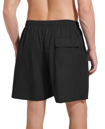 ACHTELEPHS Badeshorts Herren Badehose Schnelltrocknend Männer Swimming Shorts Schwimmhose Schwarz XL von ACHTELEPHS