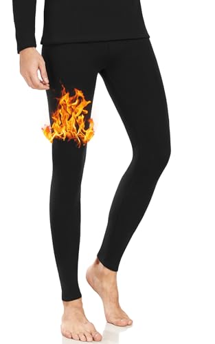 ACHTELEPHS Herren Thermounterhose Lang Thermo Unterhosen Leggings Warme Unterwäsche Männer Thermounterwäsche Skiunterwäsche Schwarz L-XL von ACHTELEPHS