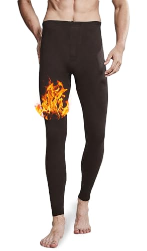 ACHTELEPHS Herren Thermounterhose aus Baumwolle Thermo Unterhosen Warme Unterwäsche Männer Thermounterwäsche Lang Skiunterwäsche Dunkelbraun XXL von ACHTELEPHS