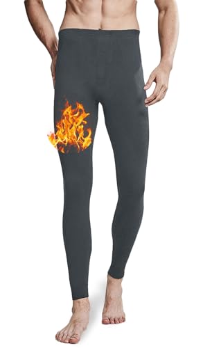 ACHTELEPHS Herren Thermounterhose aus Baumwolle Thermo Unterhosen Warme Unterwäsche Männer Thermounterwäsche Lang Skiunterwäsche Dunkelgrau 3XL von ACHTELEPHS