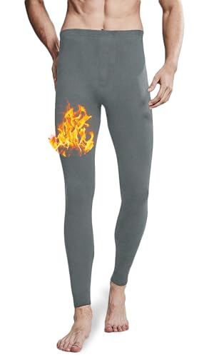 ACHTELEPHS Lange Thermo Unterhosen Herren Thermounterhose mit Fleece Warme Unterwäsche Lang Thermohose Winter Gefüttert Grau L-XL von ACHTELEPHS