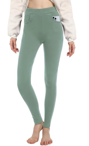 ACHTELEPHS Leggings Damen Baumwolle mit Taschen Blickdichte Leggins High Waist Türkis XS-S von ACHTELEPHS