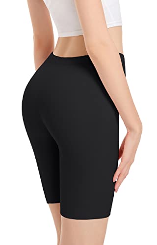 ACHTELEPHS Radlerhose Damen Baumwolle, Blickdicht Kurze Leggings Kurz Leggins Shorts Schwarz von ACHTELEPHS