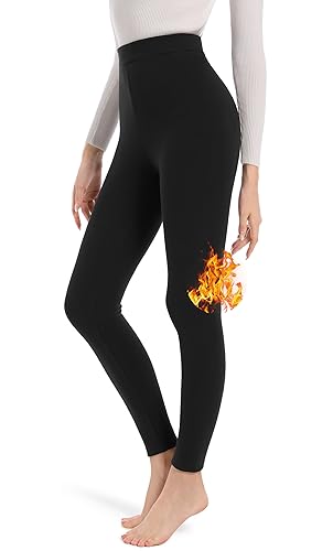 ACHTELEPHS Thermo Leggings Gefüttert Damen Thermoleggins Fleece Winter Leggins, Schwarz XL-XXL von ACHTELEPHS