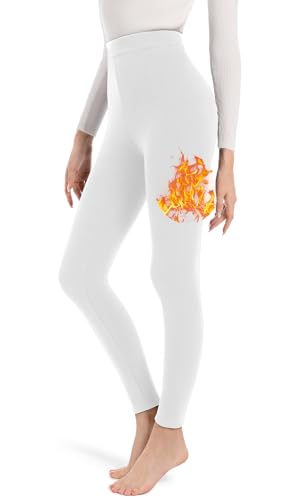 ACHTELEPHS Thermo Leggings Damen Gefüttert Thermoleggins Lang mit Fleece Warm Winter Leggings Weiß 3XL von ACHTELEPHS