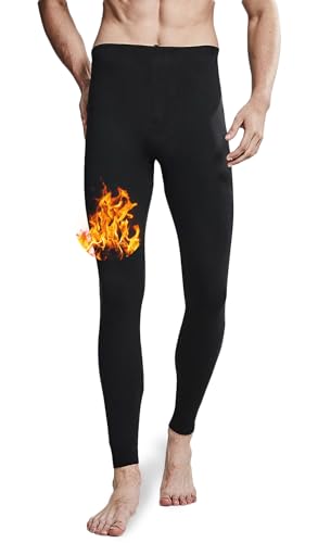 ACHTELEPHS Thermo Unterhosen Lang Herren Thermounterhose mit Fleece Dicke Unterwäsche Männer Thermounterwäsche Schwarz S-M von ACHTELEPHS