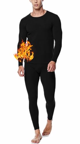 ACHTELEPHS Thermounterwäsche Herren Winter Funktionsunterwäsche Thermo Skiunterwäsche Set Schwarz L-XL von ACHTELEPHS