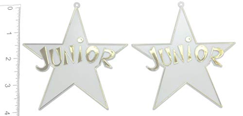 Class Star Charm #220710 (Weiß/Gold, Junior, 2 Stück) von ACI PARTY AND SPIRIT ACCESSORIES