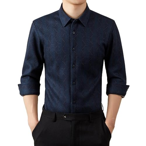 ACLCSHM Flanellhemd Herren, Herren Langarm Wollhemd Mit Streifen, Dickes Warmes Fleece Arbeitshemd, Button Down Hemd, Legeres Businesshemd, Weiche Jacke, Normale Passform, Winter Thermo Holzfällerm von ACLCSHM