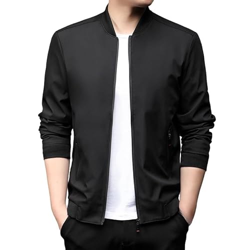 ACLCSHM Herren Bomberjacke, Multi Pockets Golfjacken Einfarbig Smart Casual Businessjacke Bequeme Outdoor Sport Windbreaker Jacke Slim Fit Herbst Übergangsmantel Top Schwarz Xxl von ACLCSHM