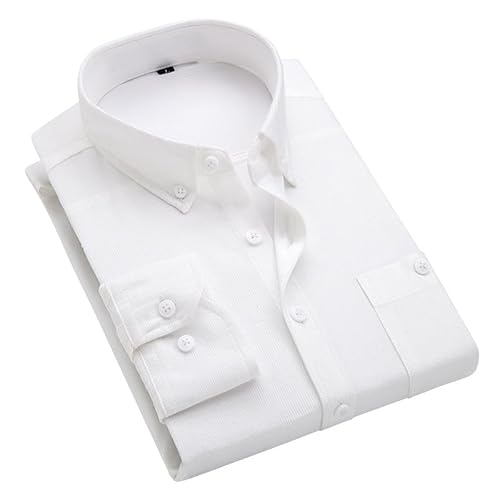 ACLCSHM Langarm Cordhemden Für Herren Einfarbig Button Down Cordhemden Mit Taschen Warm Atmungsaktiv Trucker Jacke Hemd Revers Freizeitjacke Herbstmäntel Tops Weiß XL von ACLCSHM