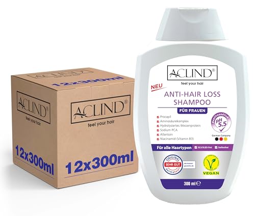 ACLIND Anti-Hair Loss Shampoo – Biologische Inhaltsstoffe – Fördert Haarwachstum Women – Gegen Haarausfall - 12er Pack (300ml) - Shampoo gegen Haarausfall, Haarwuchsmittel von ACLIND