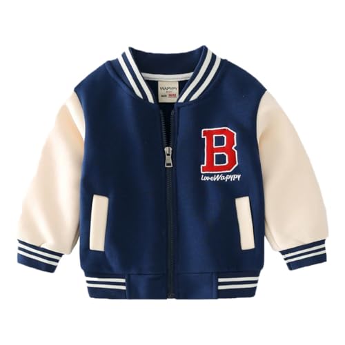 ACMEDE 1-6 Jahre Baby Fleece Baseball Jacke Outdoor-Oberteil Gr. 74-116, Baby Jungen Buchstaben Muster Übergangsjacke Sweatjacke fleece Mantel Sportjacke Frühling Herbst Winter Kinderkleidung von ACMEDE