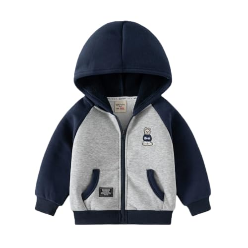 ACMEDE 1-6 Jahre Baby Fleece-Jacke Outdoor-Oberteil Gr. 74-116, Kleinkind Jungen Kapuzenjacke Flaum gefüttert Bärenmotiv Unisex Hooded Sweatjacke fleece Mantel Übergangsjacke Sportjacke von ACMEDE
