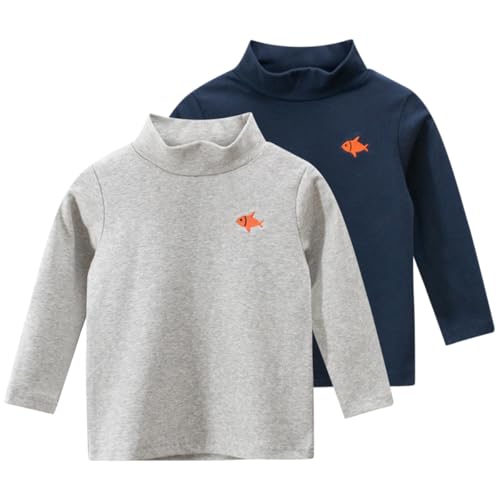 ACMEDE 1-8 Jahre Baby Jungen Rollkragenshirt 80/86/92 Mädchen Langarmshirt Rollkragenpullover Baumwolle Gr. 98/104/116/122/128, 2er Pack Jungen Oberteile Unterziehshirt unterhemden Langarm Mädchen von ACMEDE