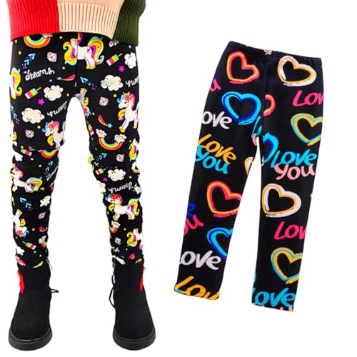 ACMEDE 1-9 Jahre Mädchen Leggings Thermo Gr. 80/86/92/98/104/116 MädchenFleece Warm Gefüttert Hosen 122/128/134/140 Herbst Winter Thermo Hose Dicker Baumwolle Jeggings mit Fleecefutter von ACMEDE
