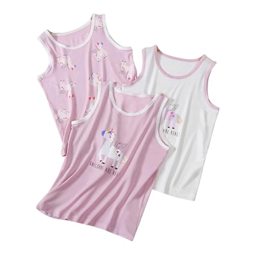 ACMEDE 2-12 Jahre Mädchen Unterhemden Modal Ärmellos Tank Top Gr.92-152, 3er Pack Mädchen Einhorn Unterhemd Ärmellos Shirt Sommer Kinder Westen Unterwäsche Unterhemd von ACMEDE