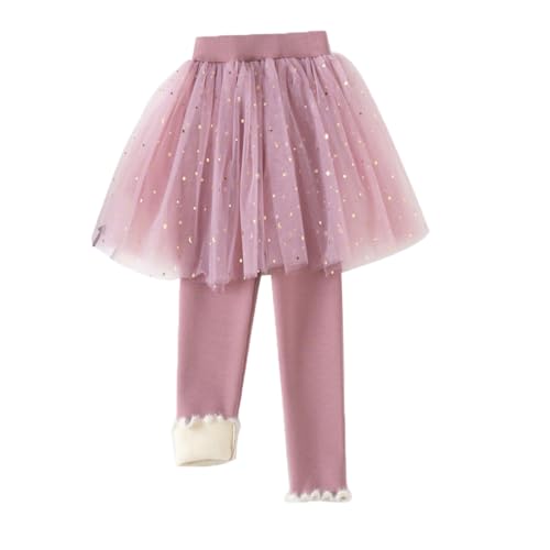 ACMEDE 2 IN 1 Baby Mädchen Leggings Thermo mit Gaze-Rock Gr. 92/98/104/116 Mädchen Fleece Warm Gefüttert Hosen 122/128/134 Herbst Winter Thermo Hose 2-8 Jahre von ACMEDE