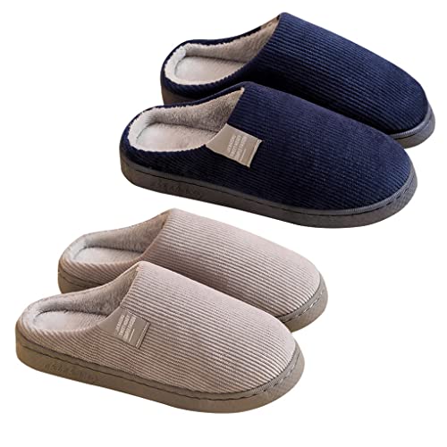 ACMEDE 2 Paar Herren Hausschuhe Pantoffeln Baumwolle Plüsch Wärme Weiche Frühling Herbst und Winter Rutschfeste und leichte Hausschuhe Slippers für den Innenbereich EU39-44 von ACMEDE