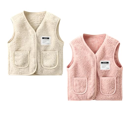 ACMEDE 2 Stück Baby Kleinkind Kinder Fleeceweste Gr. 68/74/80/86/92 Kinder Winter Weste Ärmellose Strickjacke Weste Gr. 98/104/116 Jungen Mädchen Weste Kinder Outdoorweste 6 Monate - 6 Jahre von ACMEDE