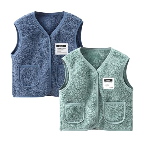 ACMEDE 2 Stück Baby Kleinkind Kinder Fleeceweste Gr. 68/74/80/86/92 Kinder Winter Weste Ärmellose Strickjacke Weste Gr. 98/104/116 Jungen Mädchen Weste Kinder Outdoorweste 6 Monate - 6 Jahre von ACMEDE