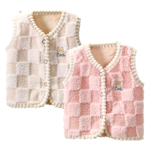 ACMEDE 2 Stück Baby Kleinkind Kinder Jungen Fleece Westen gr. 74/80/86/92/98/104/116 Herbst Winter Gilet Bodywarmer Steppweste verdickte ärmellose Jacke Kinderweste, 6 Monate-5 Jahre von ACMEDE