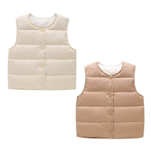 ACMEDE 2 Stück Baby Weste Steppweste Gr. 80/86/92/98 kinder Daunenweste mit 90% weißen Entendaunen Gr. 104/116/122/128 Winterjacke Ärmellos Warm Jacke Übergangs Weste 6 Monate -7 Jahre von ACMEDE