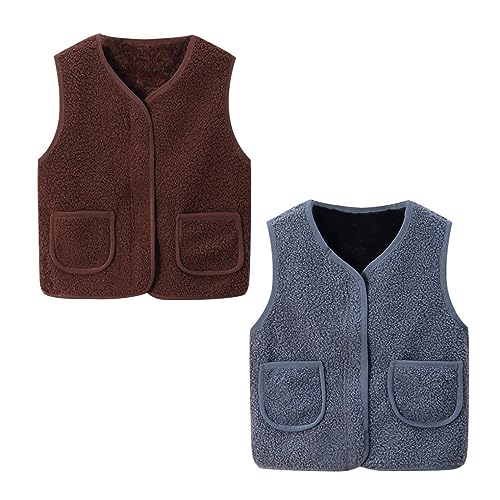 ACMEDE 2 Stück Fleece Weste Baby kinder 80/86/92/98 Kinder Warme fleece Weste Ärmellos Mantel 104/116/122 Flauschig Atmungsaktive Oberbekleidung Herbst Winter Outdoor von ACMEDE