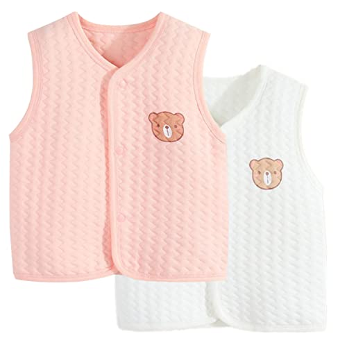 ACMEDE 2 Stück Set Baby Kleinkind Ärmellose Dicke Weste Strickjacke Kinder Jungen Baumwolle Westen mit Druckknopf für Frühling Herbst weich ärmellose Jacke Outdoorweste 3 Monate-3Jahre von ACMEDE