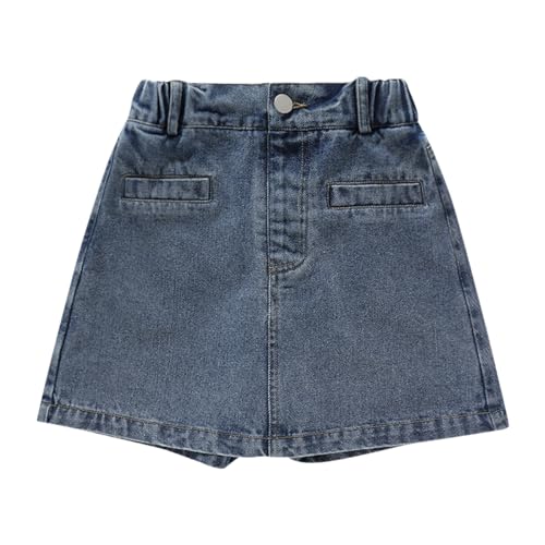ACMEDE 2 in 1 Mädchen Denim Rock Shorts Gr. 116/122/128/134/146/158/164 Mädchen Faltenrock A-Linie Mini Denim Kurzen Rock Hot Pants Minirock Jeans Skirt Rock Jeans Shorts 4-15 Jahre von ACMEDE