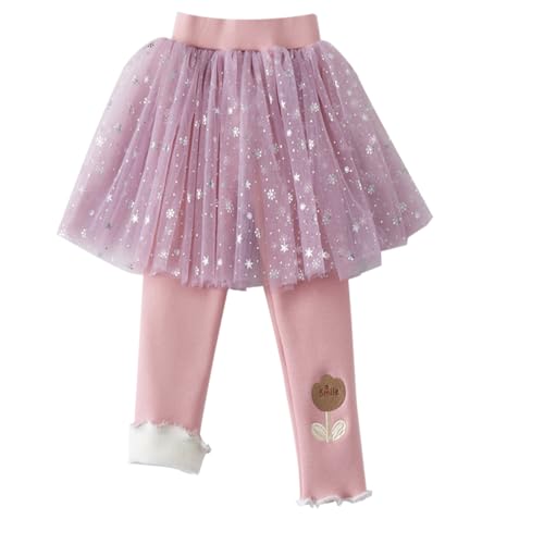 ACMEDE 2 in 1 Mädchen Leggings Thermo mit Gaze-Rock Gr. 86/92/98/104 Mädchen Dehnbar Fleece Warm Gefüttert Leggings Hosen 116/122/128/134 Herbst Winter Thermo Sporthose für 2-8 Jahre von ACMEDE