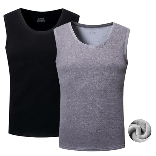 ACMEDE 2PCS Herren Thermo Innenfleece Ärmellos Unterhemd S-XXL Warm Ärmellos Tank Top Herren Thermo Unterhemd Thermohemd Top Oberteil Thermounterwäsche Damen Thermo Tank Top,99-220 lb von ACMEDE