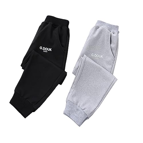 ACMEDE 2er Pack Baby Jungen Hosen Jogginhose Sweathose Schwarz 86/92/98 Mädchen Feste Jungen Hosen Jogginhose Sporthose Grau 104/110/116 Freizeithose Jogger Hose Jogger Pants Lässige Hose von ACMEDE