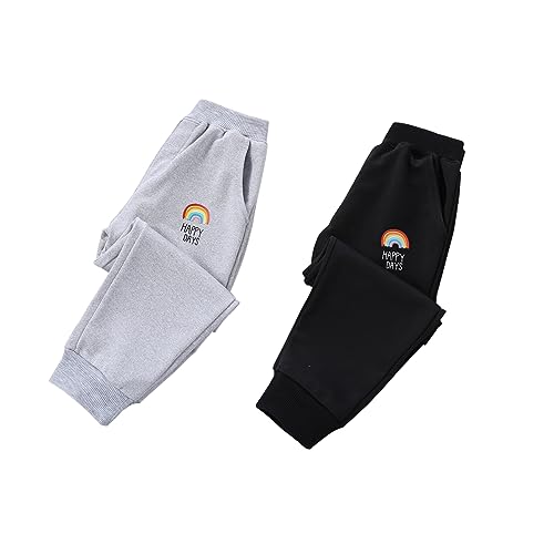 ACMEDE 2er Pack Baby Jungen Hosen Jogginhose Sweathose Schwarz 86/92/98 Mädchen Feste Jungen Hosen Jogginhose Sporthose Grau 104/110/116 Freizeithose Jogger Hose Jogger Pants Lässige Hose von ACMEDE
