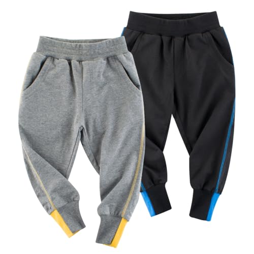 ACMEDE 2er Pack Baby Mädchen Pumphose Baumwolle Gr. 86/92/98 Kinder Jungen Jogginghose Gr. 104/110/116/122/128/134 Kinder Sweathose Jungen Jogger Hosen Freizeithose mit Taschen 1-9 Jahre von ACMEDE