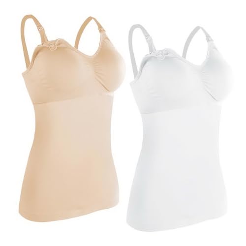 ACMEDE 2er Pack Damen Stilltops ohne Bügel Mutterschaft Tanktop Unterhemd mit Integriertem BH für Stillen Schlaf Camisole Schwangeren Unterhemd Stillen Nursing Schwangerschaft Top von ACMEDE