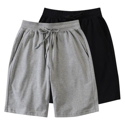 ACMEDE 2er-Pack Herren Sport Bermuda Shorts S - 4XL, Kurze Hose Sporthose Leicht mit Taschen und Kordelzug Pyjama Shorts Herren lässig Shorts Herren Kurze Schlafanzughose Große Größen 110-250lb von ACMEDE