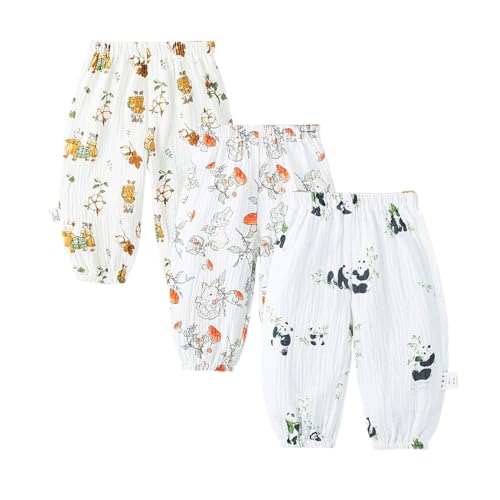 ACMEDE 2er Pack Sommerhose Baby Mädchen leichte Pumphose 68/74/80/86 Kinder Baumwolle Bloomers mit Spitzenrocksaum 92/98/104/116 Klimahose Jogginghose Laternenhosen Freizeithose Leinenhose von ACMEDE
