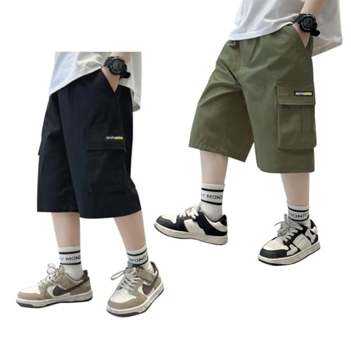 ACMEDE 2er-Packs Cargo Shorts Jungen Kurze Hosen Kinder Jungs Sommer Lässige Bermuda Kurze Hose Sport Shorts mit Seitentaschen und elastischem Bund Gr. 110/116/122/128/134/146/152 ACMEDE 2er-Packs Cargo Shorts Jungen Kurze Hosen Kinder Jungs Sommer Lässige Bermuda Kurze Hose Sport Shorts mit Seitentaschen und elastischem Bund Gr. 110/116/122/128/134/146/152 von ACMEDE