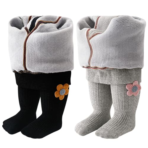 ACMEDE 2er pack Baby Mädchen Thermo Strumpfhose Gr. 62/70/74/80/92/98 Kinder Winter Warm Fleece Strumpfhosen Gr. 104/110/116/122 Ballettstrumpfhose Baby Leggings Strumpfhosen 6 Monate-8 Jahre von ACMEDE